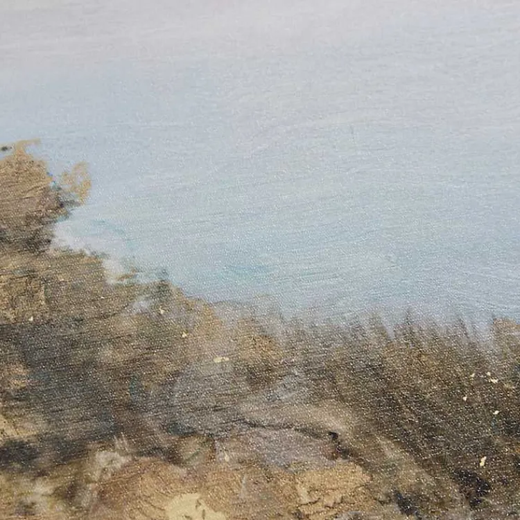 Canvas Art-Kirklands Home Martha Stewart Lake Walk Framed Canvas Art Print Tan