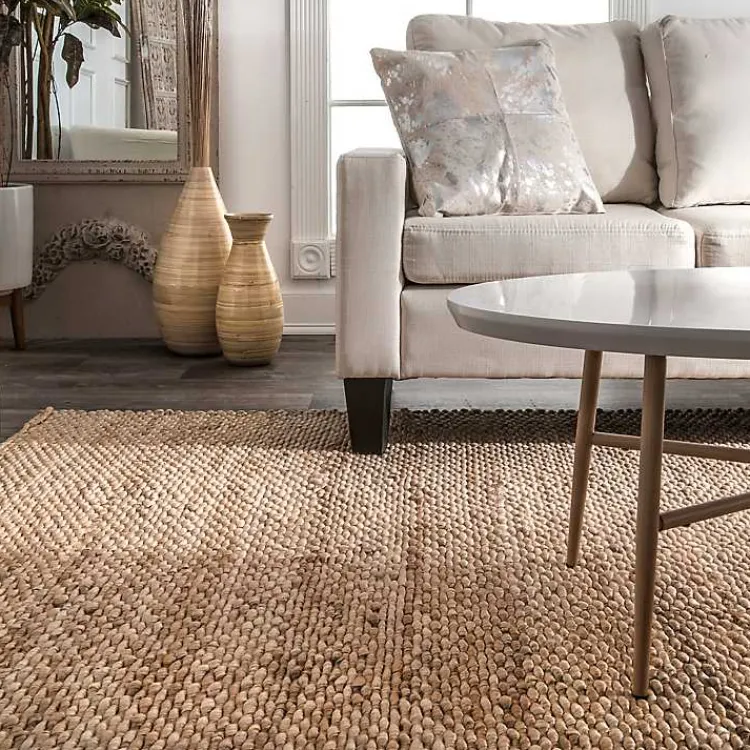 Area Rugs-Kirklands Home Jute Hand Woven Halsey Area Rug, 4x6 Tan