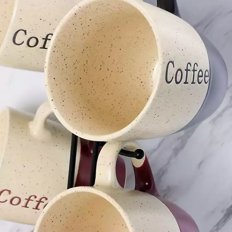 Glassware & Drinkware-Kirklands Home Speckled 6-pc. Coffee Mugs with Stand