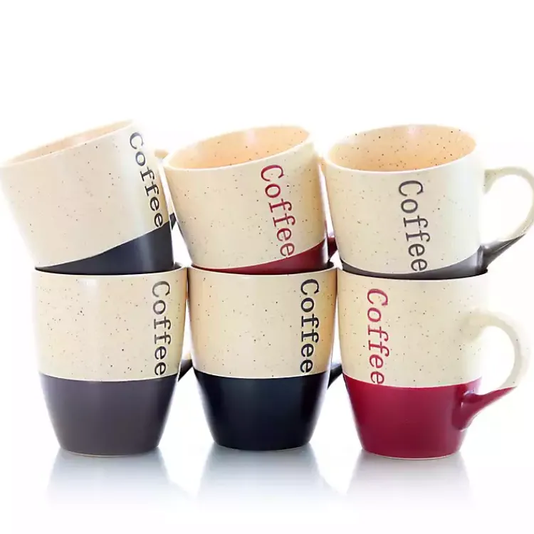 Glassware & Drinkware-Kirklands Home Speckled 6-pc. Coffee Mugs with Stand