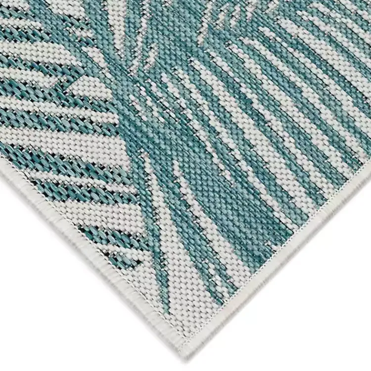 Outdoor Rugs-Kirklands Home Aqua Forest Leaf Indoor/Outdoor Area Rug, 6x9