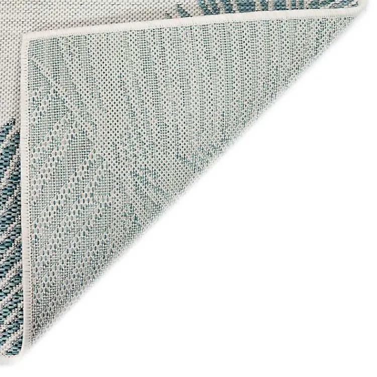 Outdoor Rugs-Kirklands Home Aqua Forest Leaf Indoor/Outdoor Area Rug, 6x9