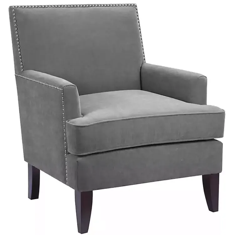 Accent Chairs-Kirklands Home Charlie Track Arm Club Accent Chair Gray