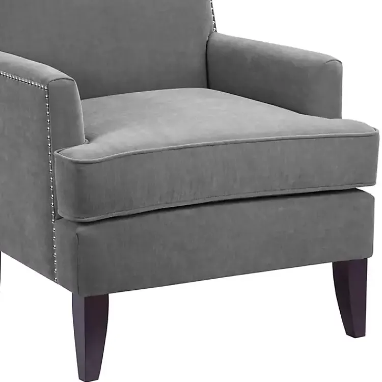 Accent Chairs-Kirklands Home Charlie Track Arm Club Accent Chair Gray