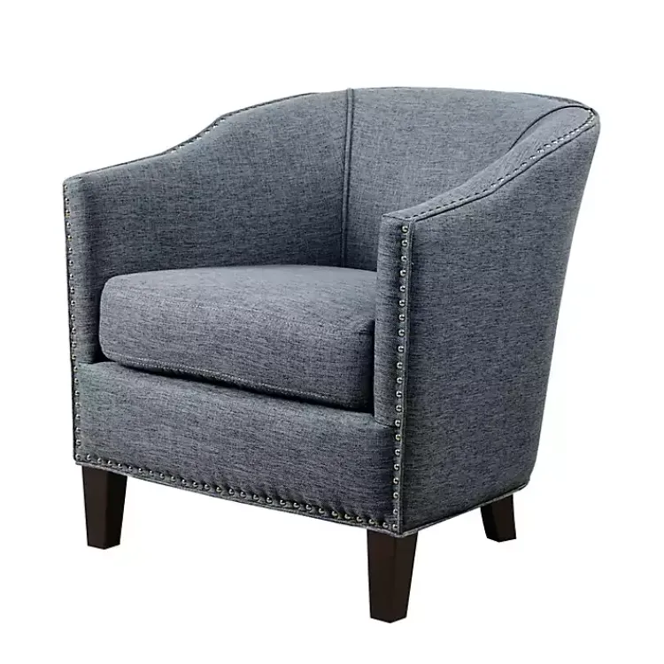 Accent Chairs-Kirklands Home Emery Barrel Accent Chair Blue