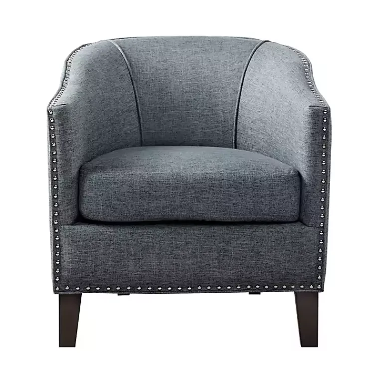 Accent Chairs-Kirklands Home Emery Barrel Accent Chair Blue