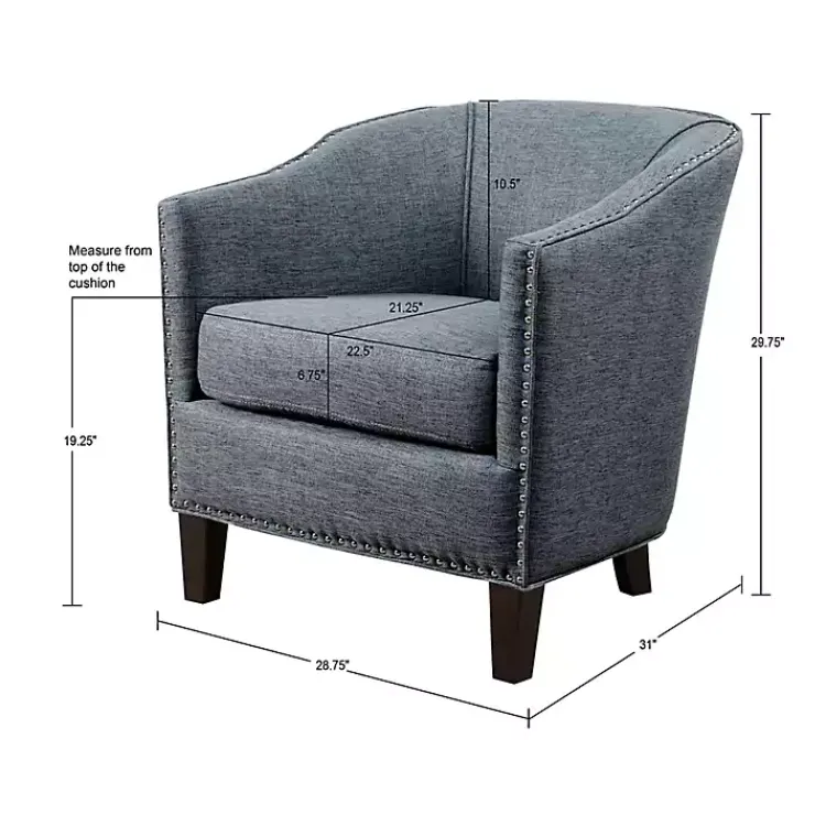 Accent Chairs-Kirklands Home Emery Barrel Accent Chair Blue
