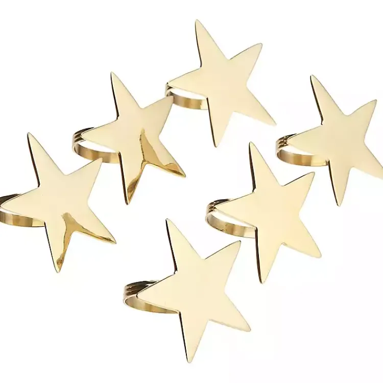Kitchen Accessories-Kirklands Home Gold Star Napkin Rings, Set of 6