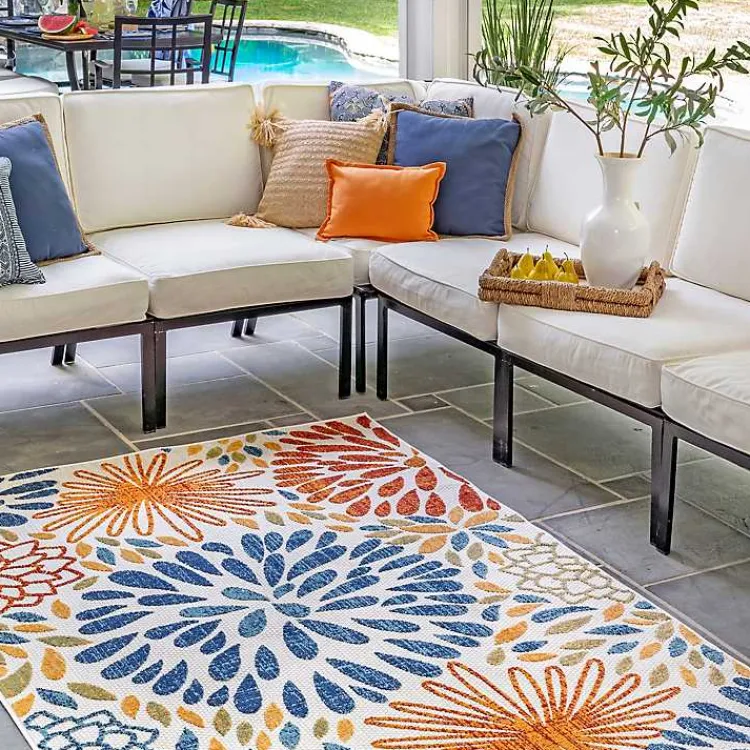 Outdoor Rugs-Kirklands Home Multicolor Burst Indoor/Outdoor Area Rug, 5x8