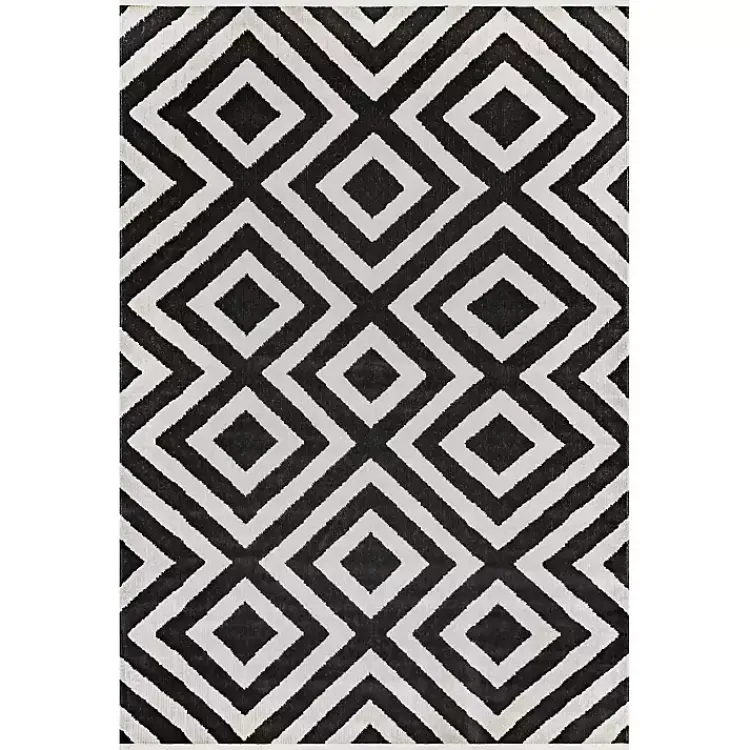 Outdoor Rugs-Kirklands Home Rain Diamond Fringe Indoor/Outdoor Area Rug, 5x8