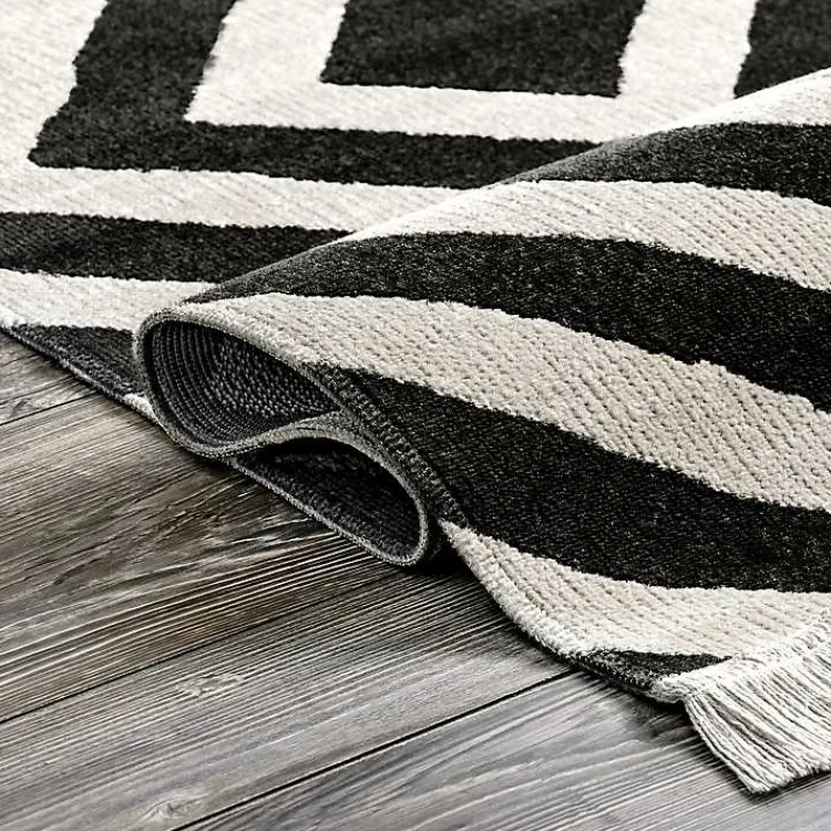 Outdoor Rugs-Kirklands Home Rain Diamond Fringe Indoor/Outdoor Area Rug, 5x8