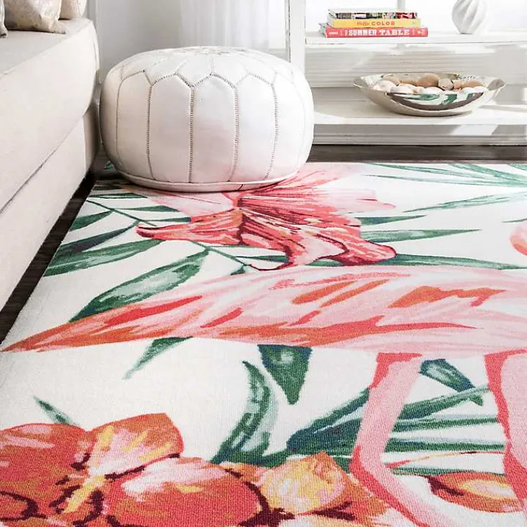 Outdoor Rugs-Kirklands Home Flamingo Leaf Indoor/Outdoor Area Rug, 8x10