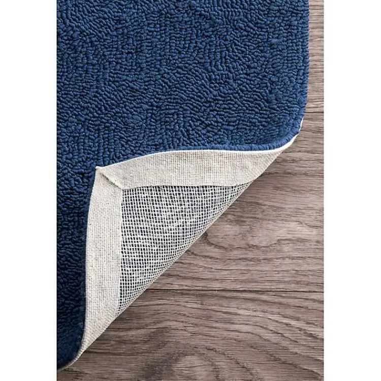 Outdoor Rugs-Kirklands Home Navy Starfish Hooked Indoor/Outdoor Area Rug, 5x8