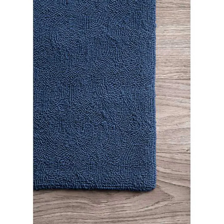 Outdoor Rugs-Kirklands Home Navy Starfish Hooked Indoor/Outdoor Area Rug, 5x8