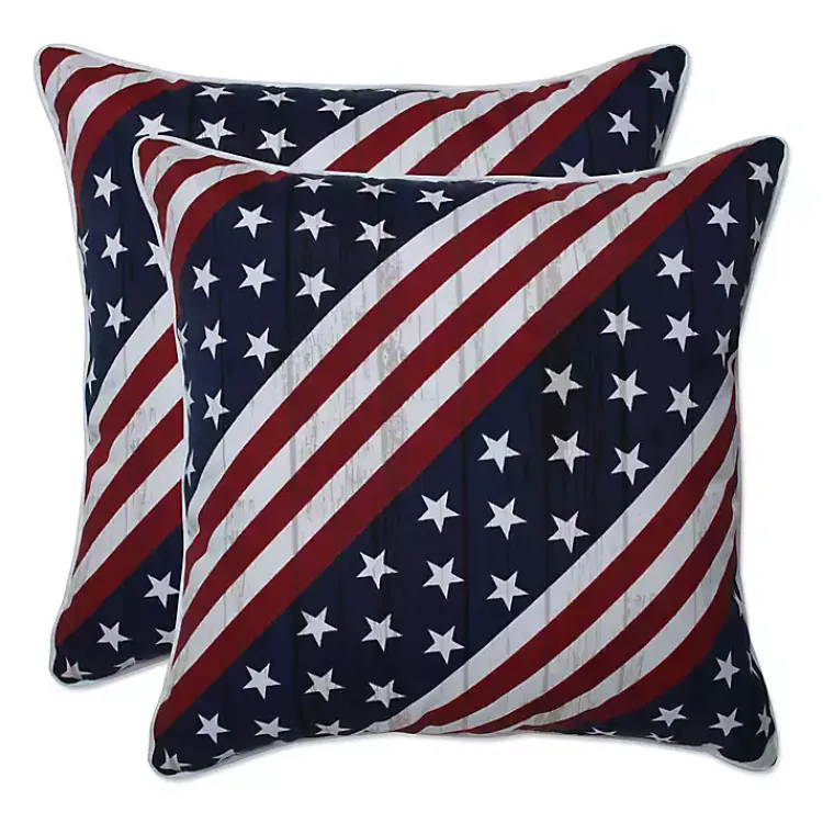 Outdoor Cushions & Pillows-Kirklands Home Stars and Stripes Outdoor Throw Pillows, Set of 2