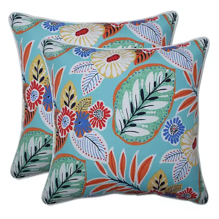 Outdoor Cushions & Pillows-Kirklands Home Mary Floral Outdoor Throw Pillows, Set of 2 Multi