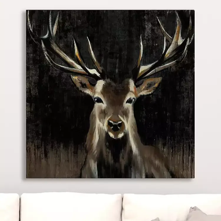 Canvas Art-Kirklands Home Young Buck Giclee Canvas Art Print, 30x30 in. Black