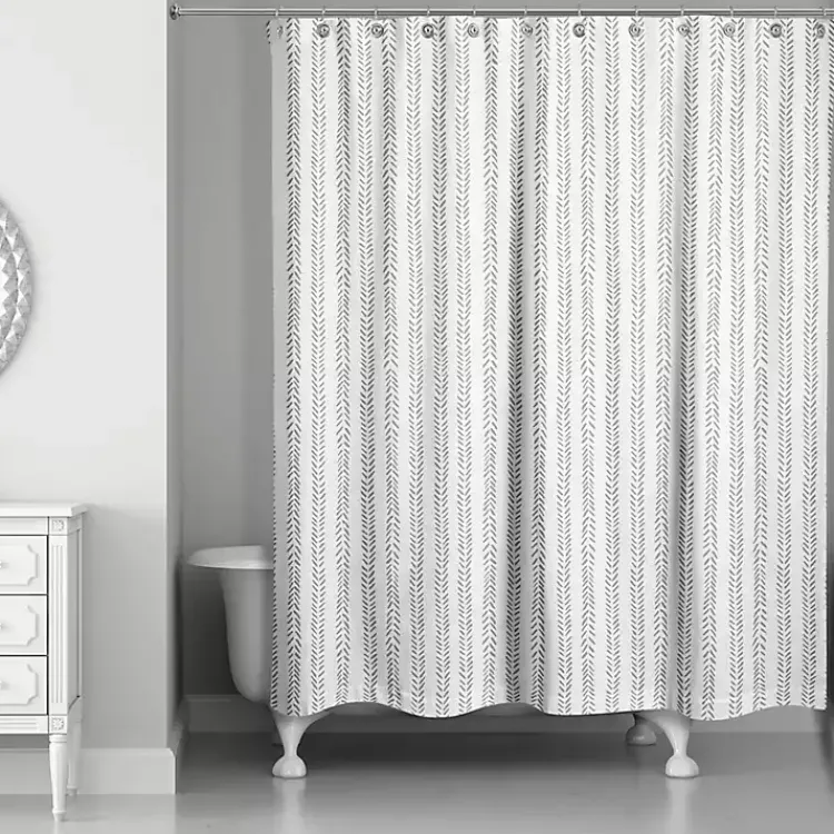 Shower Curtains-Kirklands Home Gray Petal Lines Shower Curtain