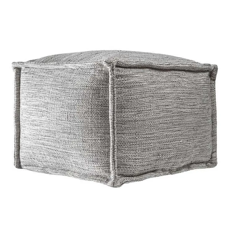 Outdoor Cushions & Pillows-Kirklands Home Woven Outdoor Pouf Gray