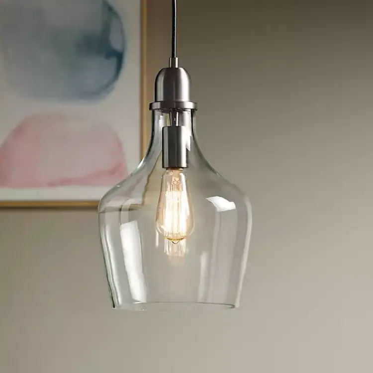 Chandeliers & Pendant Lighting-Kirklands Home Dark Metal Glass Avalon Pendant Light Gray