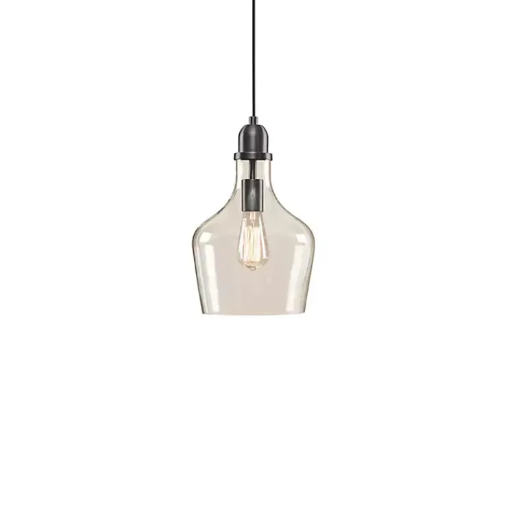 Chandeliers & Pendant Lighting-Kirklands Home Dark Metal Glass Avalon Pendant Light Gray