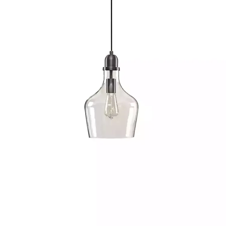 Chandeliers & Pendant Lighting-Kirklands Home Dark Metal Glass Avalon Pendant Light Gray