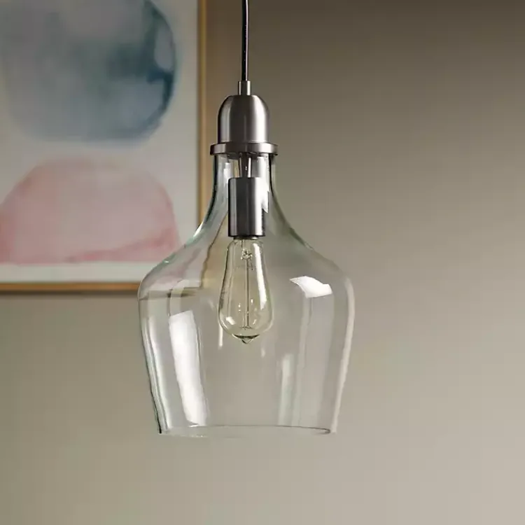 Chandeliers & Pendant Lighting-Kirklands Home Dark Metal Glass Avalon Pendant Light Gray