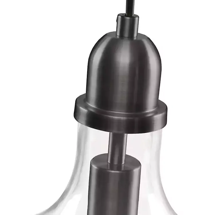 Chandeliers & Pendant Lighting-Kirklands Home Dark Metal Glass Avalon Pendant Light Gray