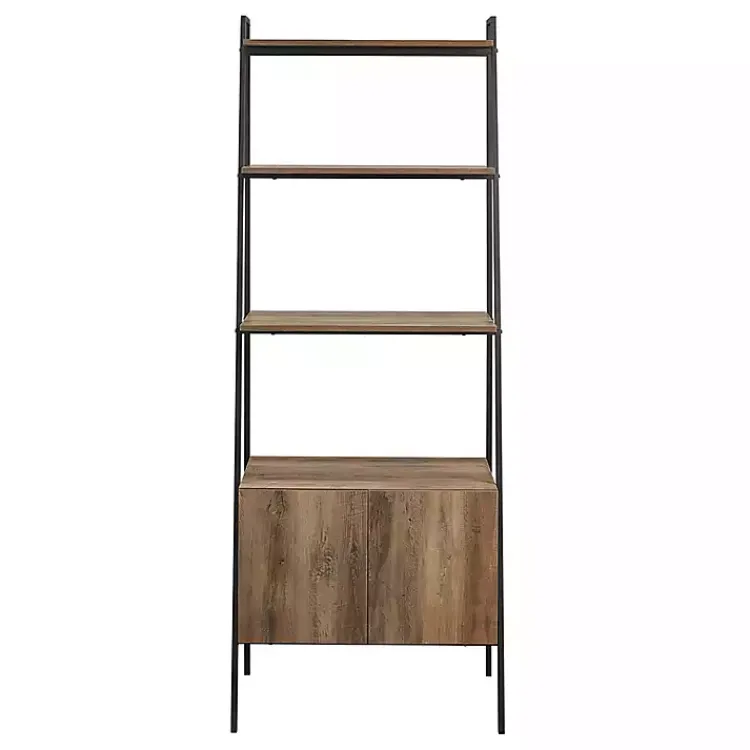 Bookshelves-Kirklands Home Reclaimed Wood Modern Ladder Bookcase with Cabinet