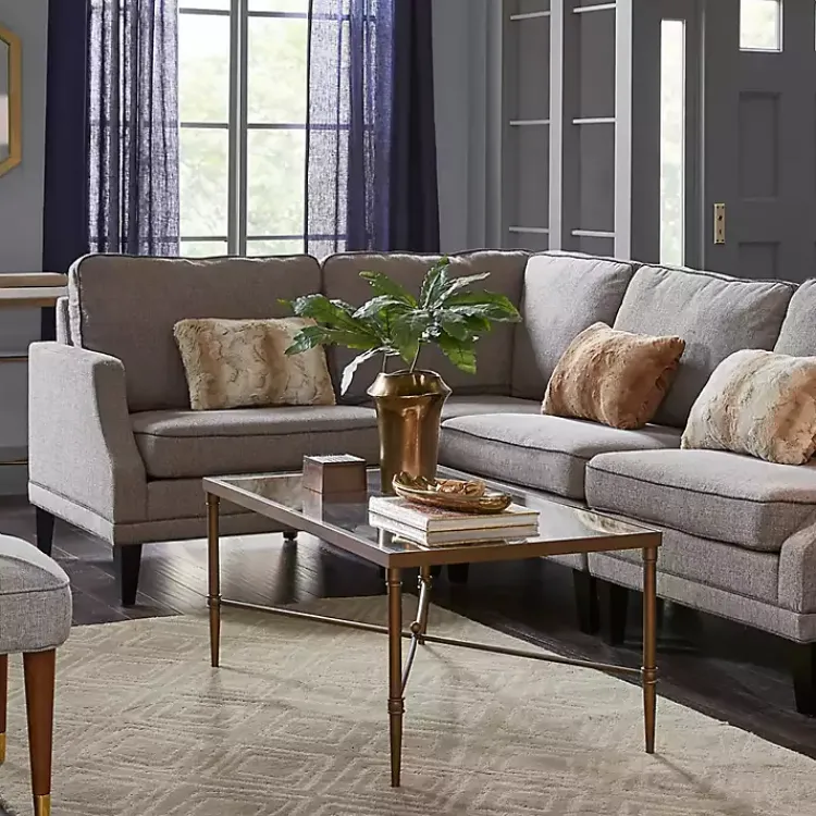 Coffee Tables-Kirklands Home Glass and Metal Rectangle Porter Coffee Table Gold