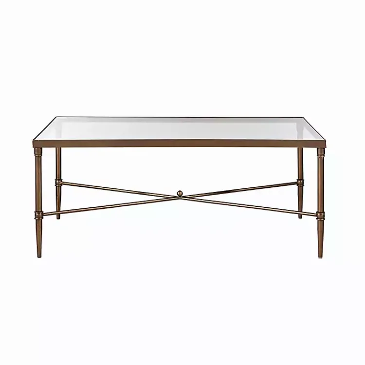 Coffee Tables-Kirklands Home Glass and Metal Rectangle Porter Coffee Table Gold