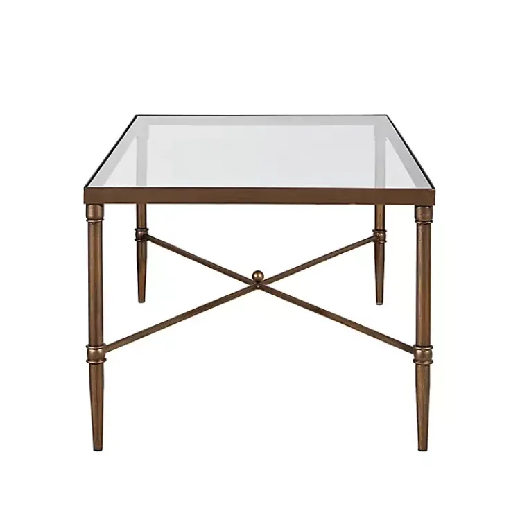 Coffee Tables-Kirklands Home Glass and Metal Rectangle Porter Coffee Table Gold
