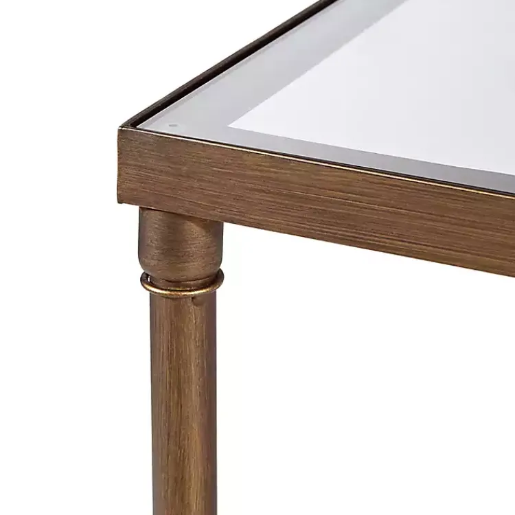 Coffee Tables-Kirklands Home Glass and Metal Rectangle Porter Coffee Table Gold