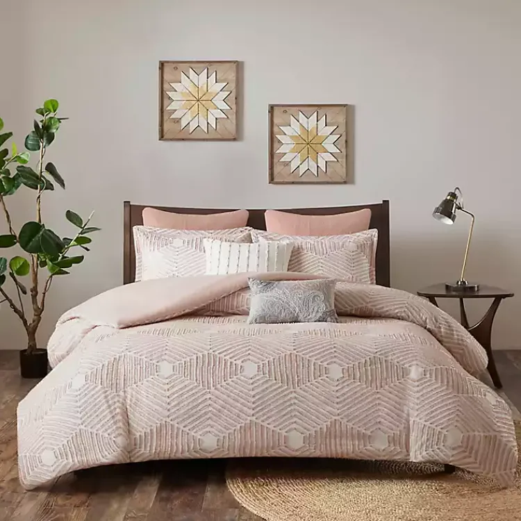 Comforters-Kirklands Home Soft Pink Tufted King 3-pc. Comforter Set