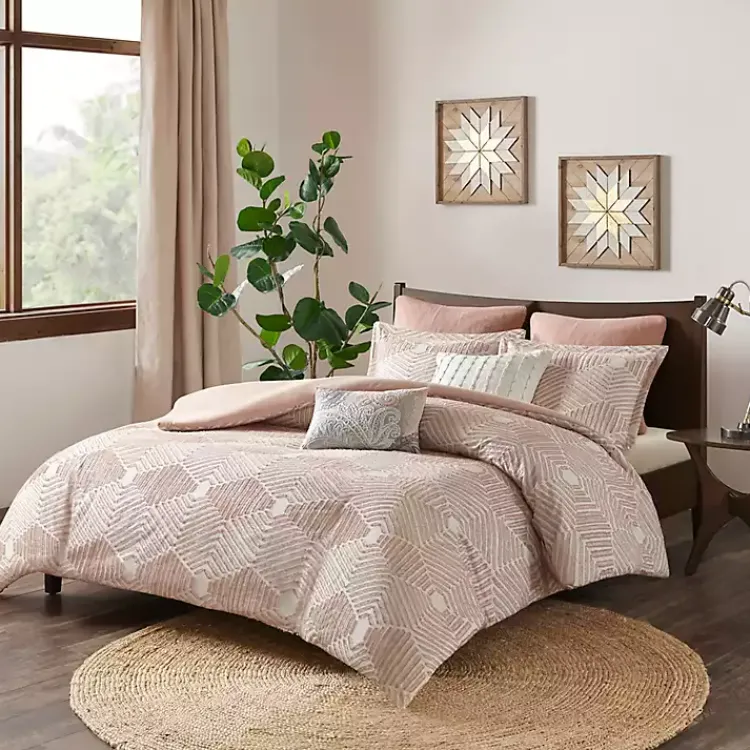 Comforters-Kirklands Home Soft Pink Tufted King 3-pc. Comforter Set