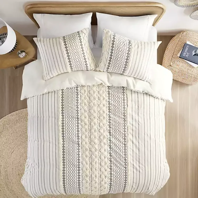 Comforters-Kirklands Home Cotton Tufted Full/Queen 3-pc. Comforter Set Ivory