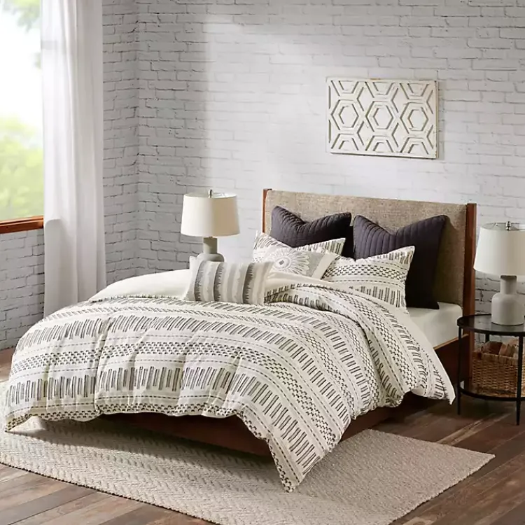 Comforters-Kirklands Home Ivory Jacquard Full/Queen 3-pc. Comforter Set