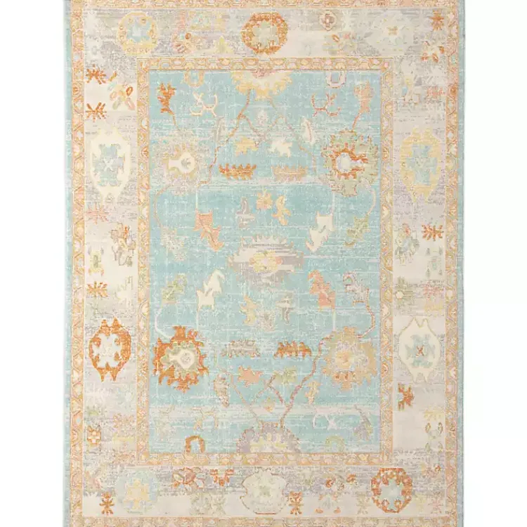 Area Rugs-Kirklands Home Aqua and Beige Bohemian Area Rug, 7x9 Blue