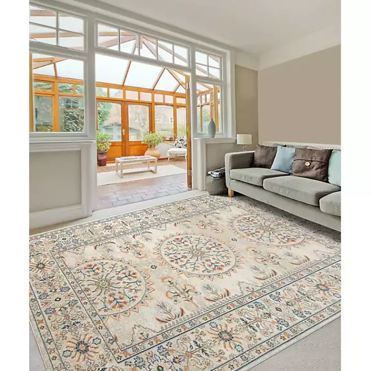 Area Rugs-Kirklands Home Light Beige Bohemian Area Rug, 7x9 Tan