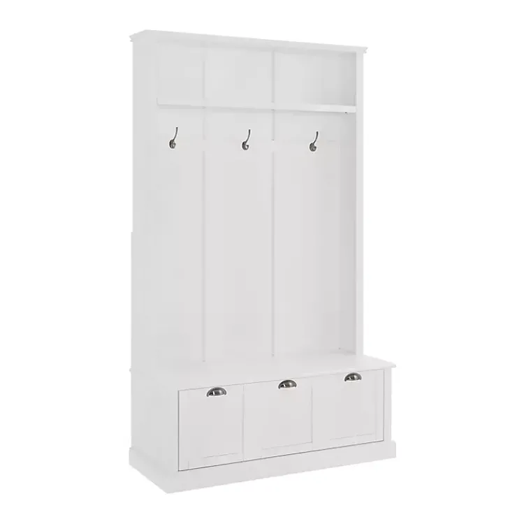 Entryway Furniture-Kirklands Home White Ellison Hall Tree with Storage Bench
