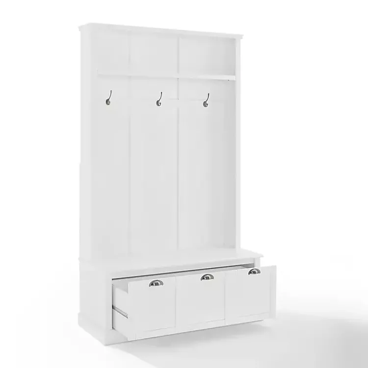 Entryway Furniture-Kirklands Home White Ellison Hall Tree with Storage Bench