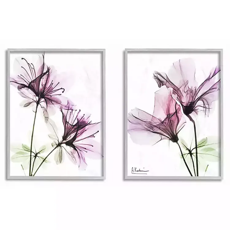 Framed Art-Kirklands Home Blooms Framed Canvas Art Prints, Set of 2 Purple