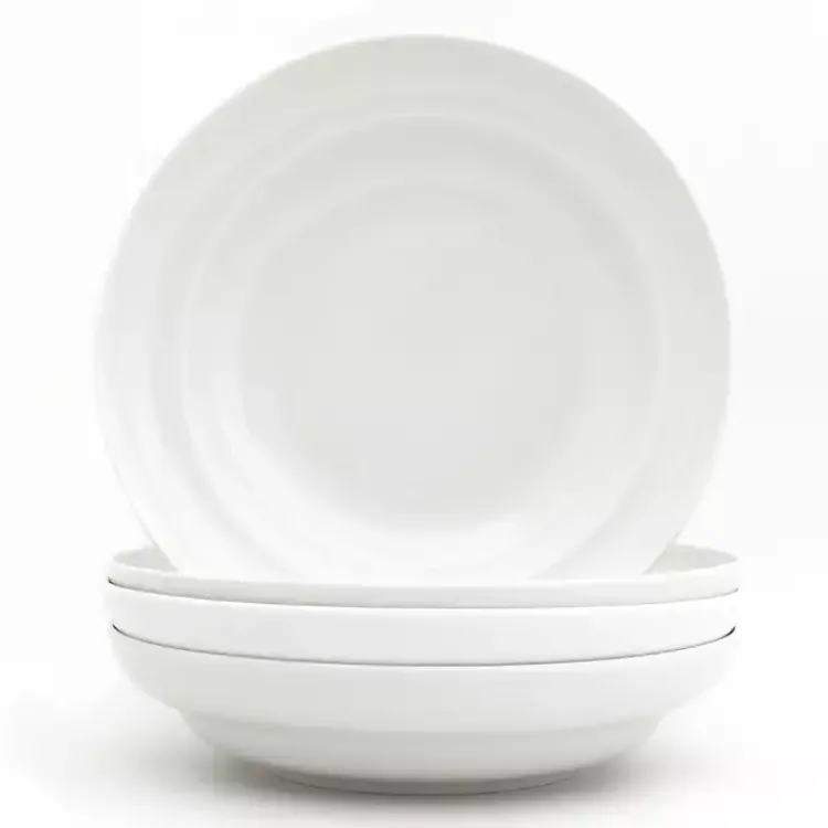 Dinnerware-Kirklands Home Ceramic Pasta Bowls, Set of 4 White