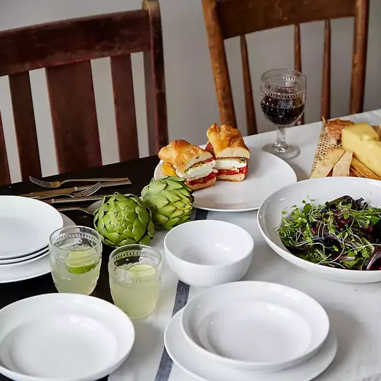 Dinnerware-Kirklands Home Ceramic Pasta Bowls, Set of 4 White