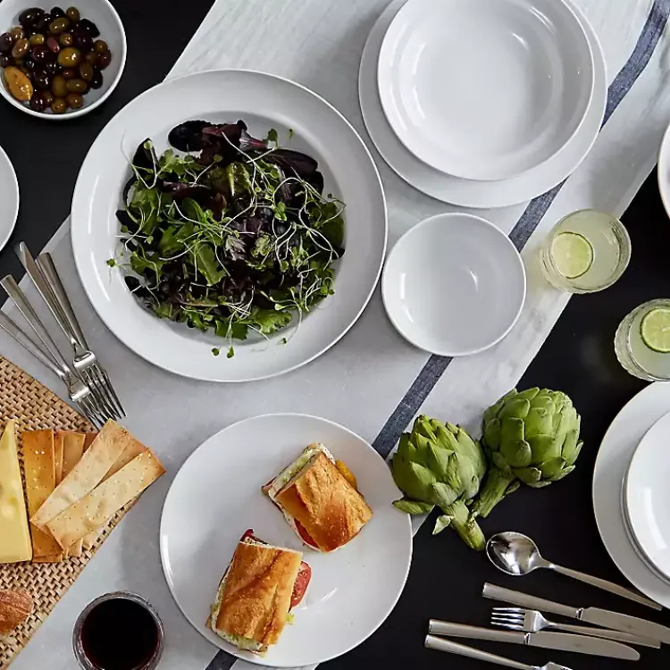 Dinnerware-Kirklands Home Ceramic Pasta Bowls, Set of 4 White