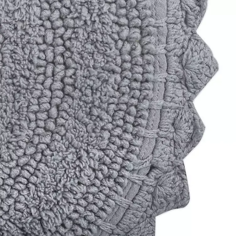 Bathroom Rugs-Kirklands Home Small Crochet Oval Bath Mat Gray