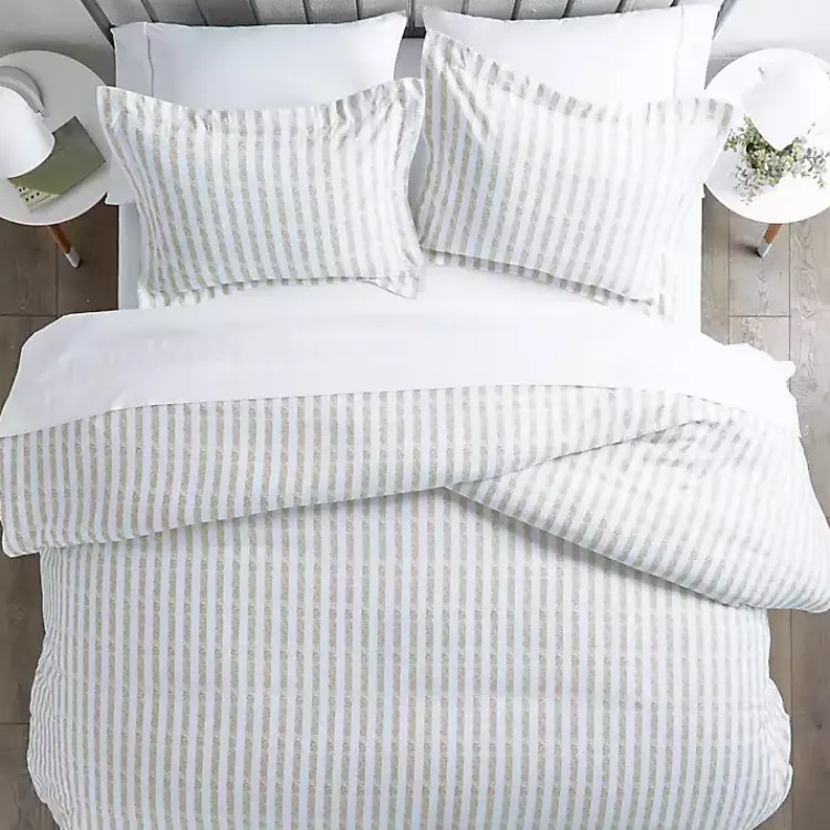 Duvets-Kirklands Home Rugged Stripes Puffed 3-pc. King Duvet Set Ivory