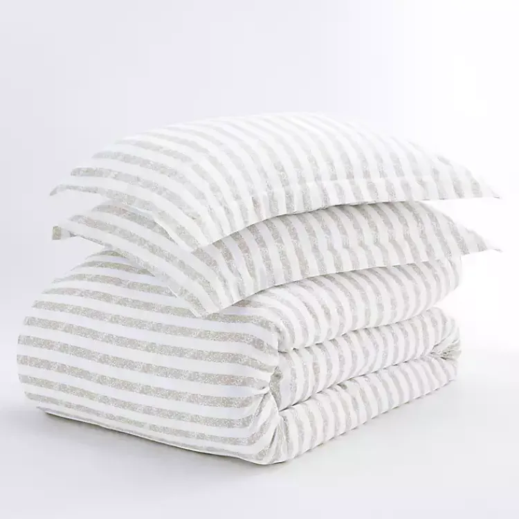 Duvets-Kirklands Home Rugged Stripes Puffed 3-pc. Queen Duvet Set Ivory