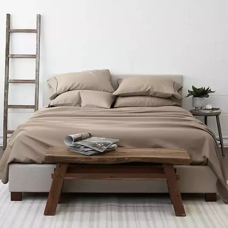 Bed Sheets-Kirklands Home Taupe Ultra Soft 6-pc. California King Sheet Set Tan