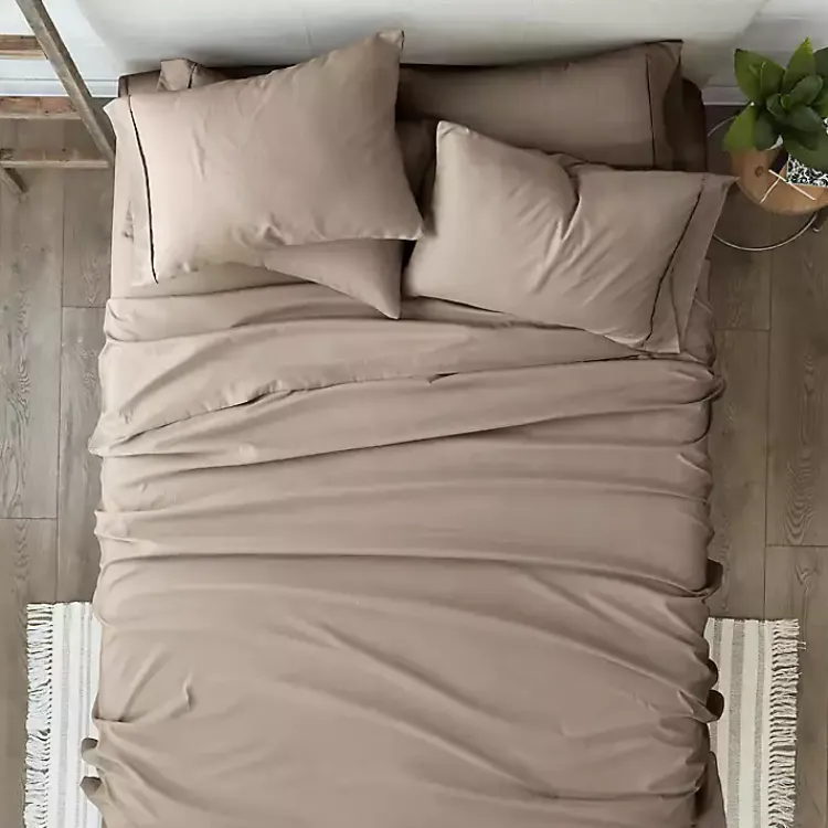 Bed Sheets-Kirklands Home Taupe Ultra Soft 6-pc. Full Sheet Set Tan